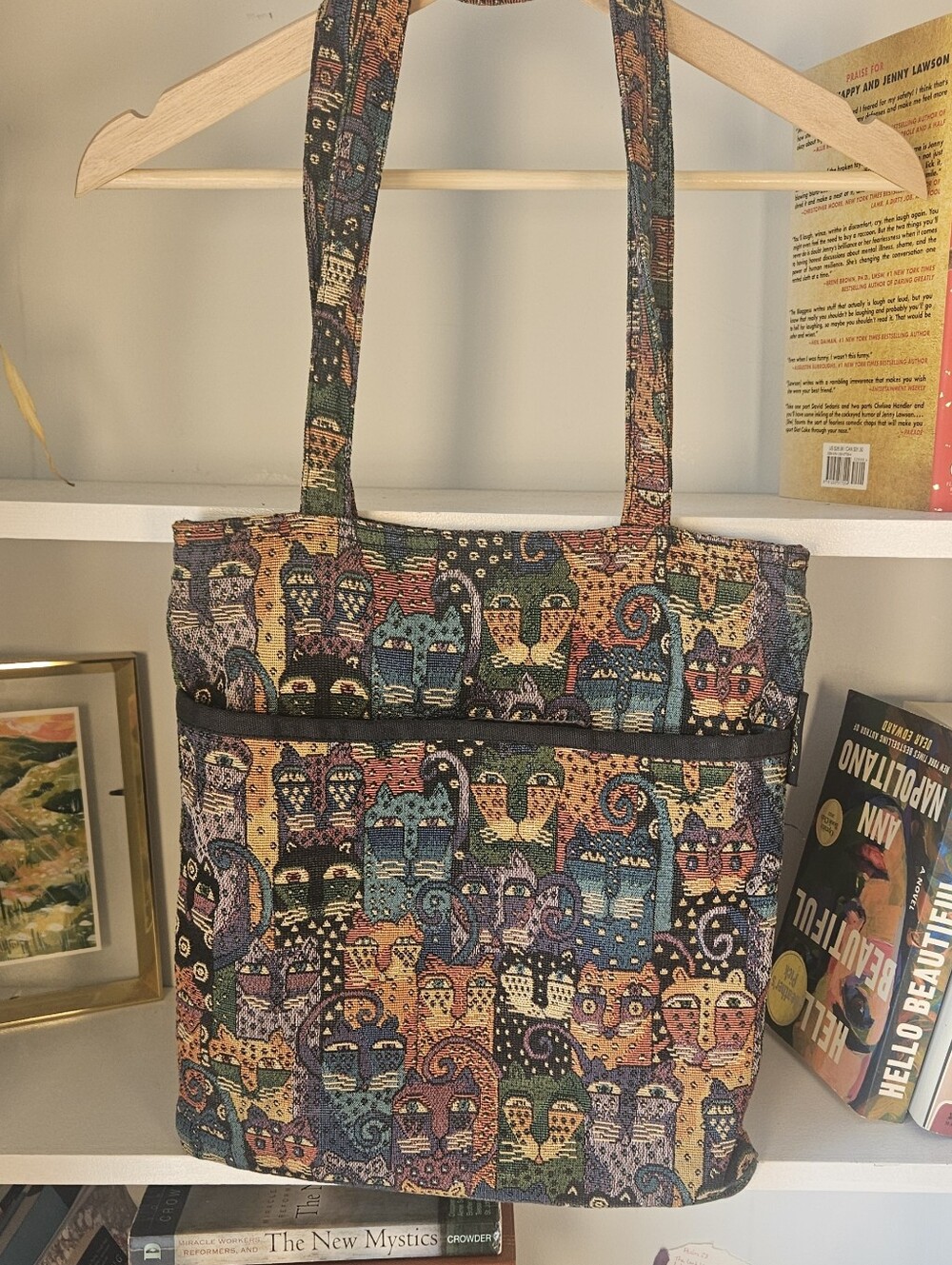 Laurel Burch Multicolor Cat Pattern Tote Bag - Stylish Women’s Shoulder Bag
